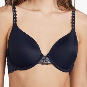 NWT Wacoal Women's Level Up Lace Contour Bra, navy/nude